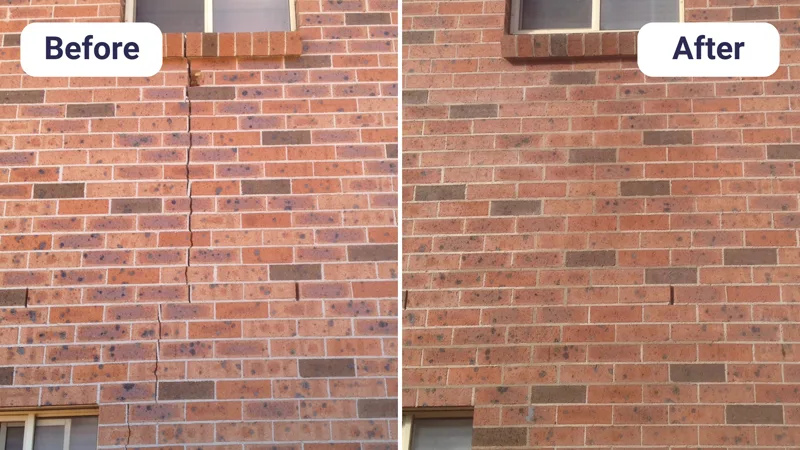 Wall crack repair before and after