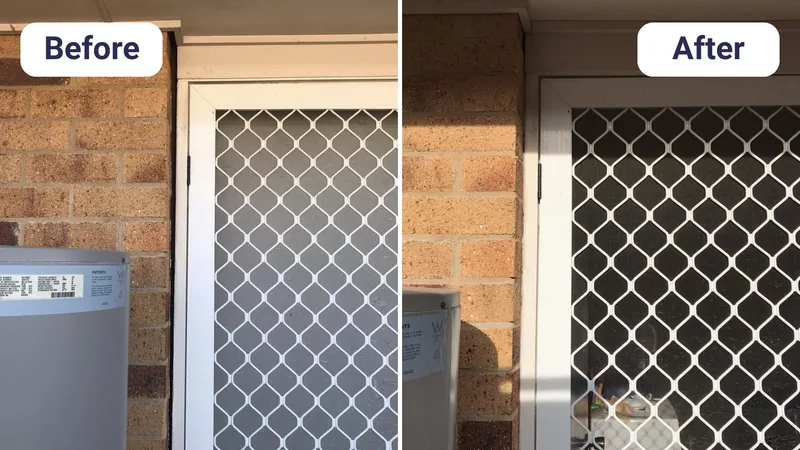 Gap between a sunken slab and an exterior door frame beside a hot water unit closed after the lift