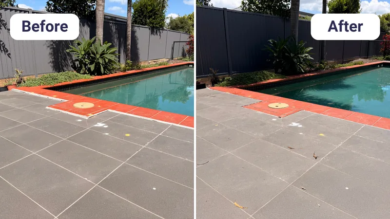 Sunken tiled pool surround lifted back level with the pool coping