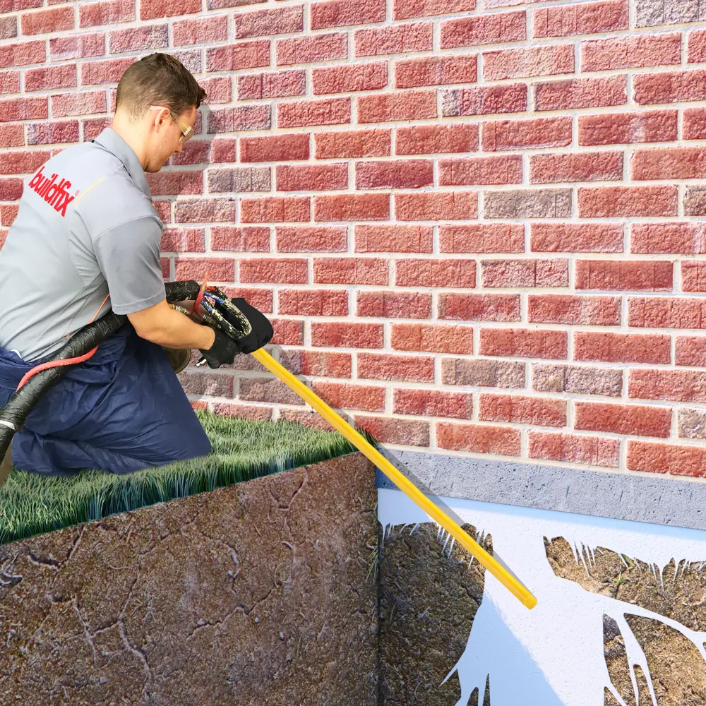 GeoPoly™ resin underpinning lifting and stabilising foundations on a Buildfix homeowner job