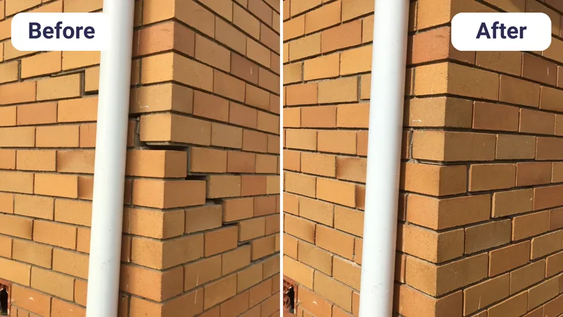 Foundation subsidence before and after re-levelling