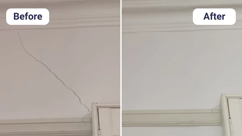 Foundation settlement before and after re-levelling