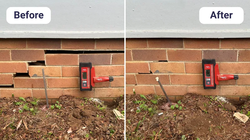 Subsidence crack repair before and after